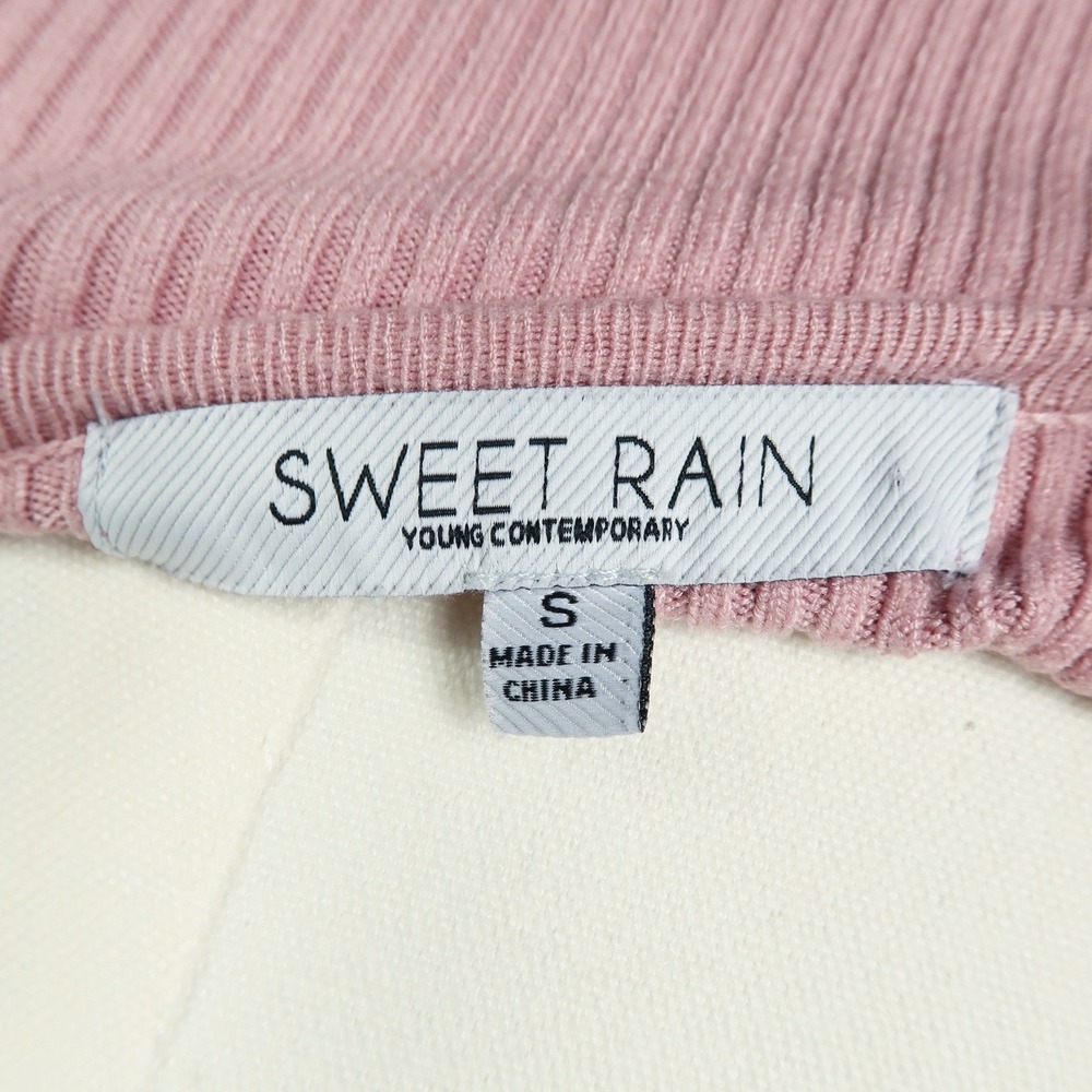Sweet Rain Womens Ribbed Sweater Top Size S Pink Lace Coquette Balletcore Soft - Picture 8 of 9